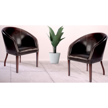 Metro Leather Effect Curved Armchair