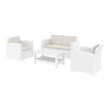 Monaco Cream 4 Piece Outdoor Sofa Set